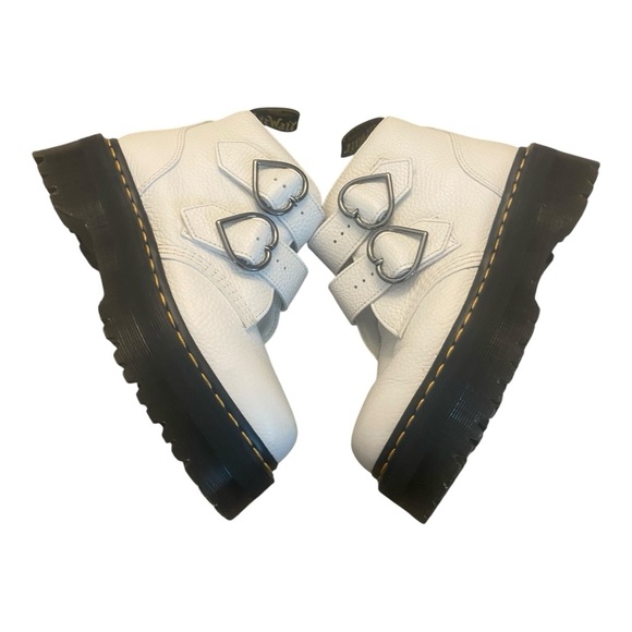 Dr. Martens DEVON HEART LEATHER PLATFORM BOOTS Sz 6L White - Picture 2 of 7